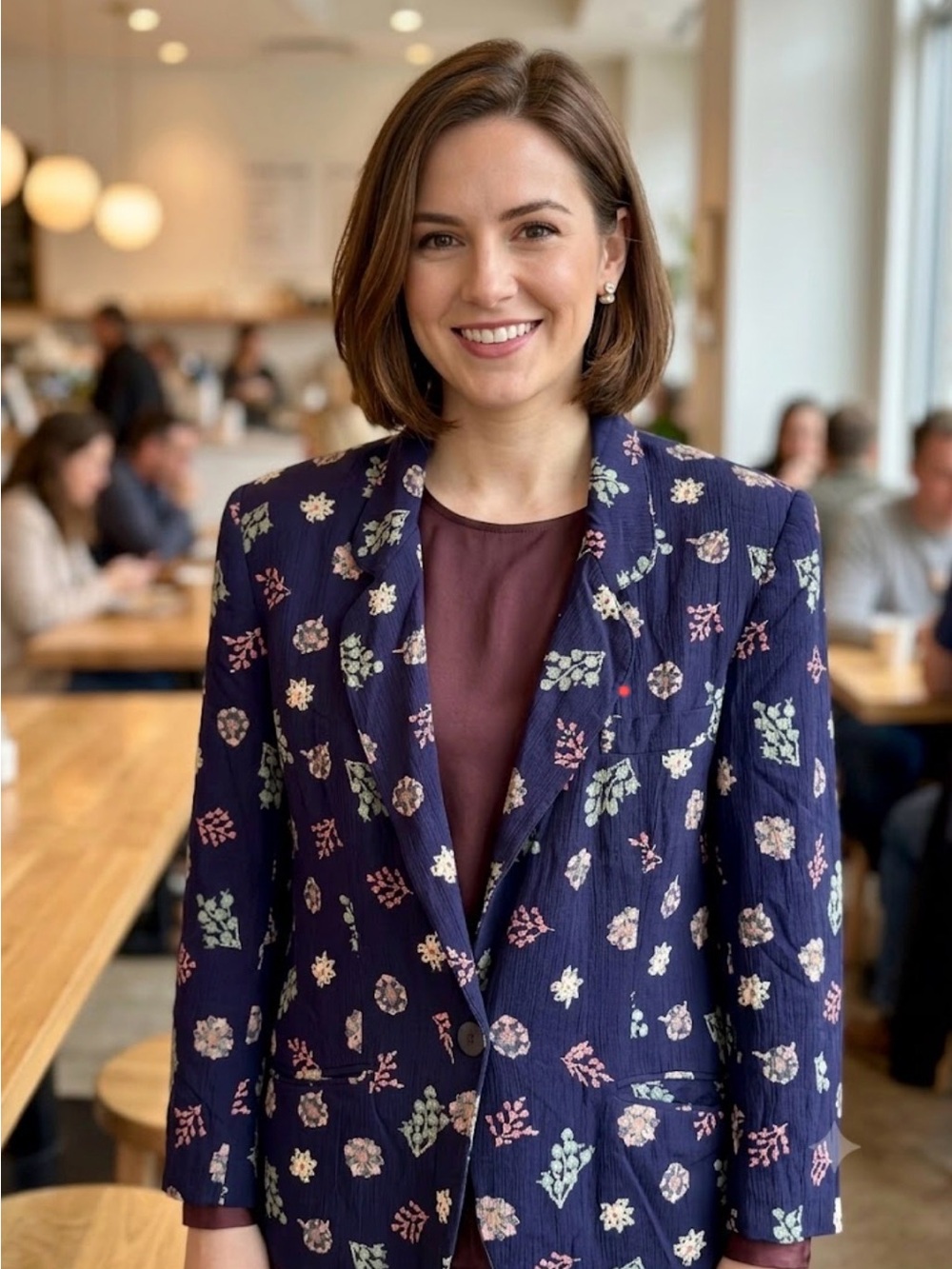 Coincidence Vintage Navy Floral Blazer with Pink & Mint Accents